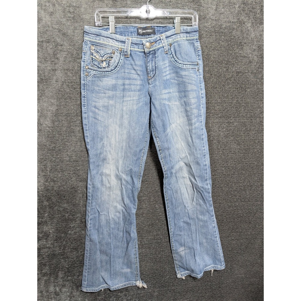 Petrol Whitney Blue Bootcut Jeans Womens W29 L34 Light Wash Embroidered Pockets